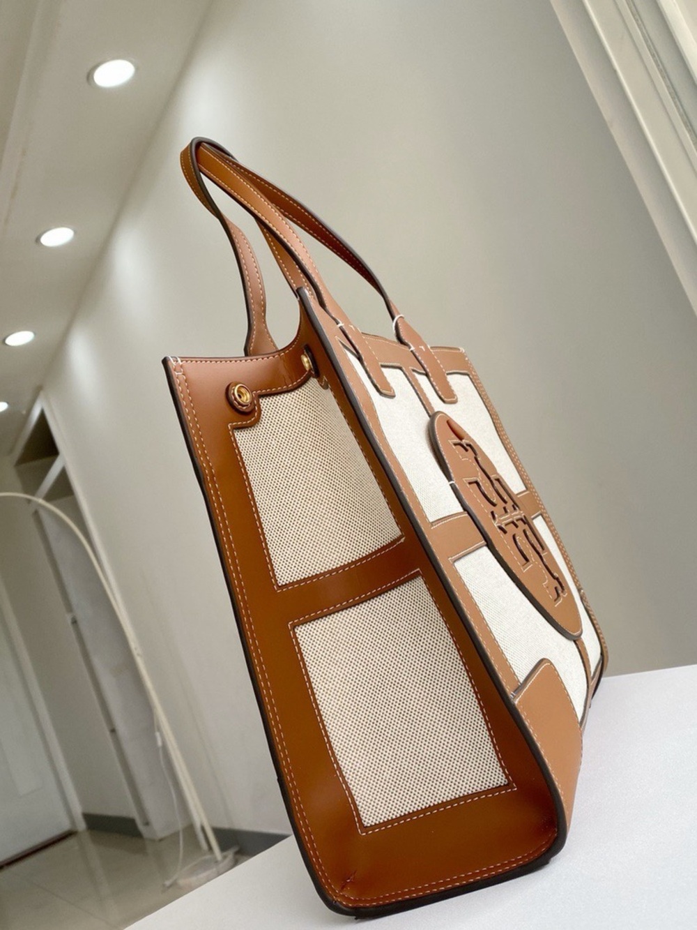 Tory Burch Ella Canvas Quadrant Tote Bag - Picture 6 of 7